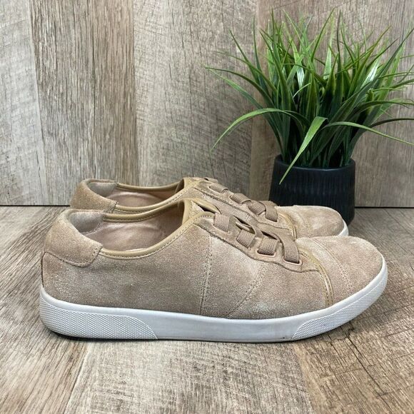 Vionic Shoes - Vionic Womens 6 Jean Comfort Sneakers Beige Suede Orthaheel Laceup Low Top Shoes